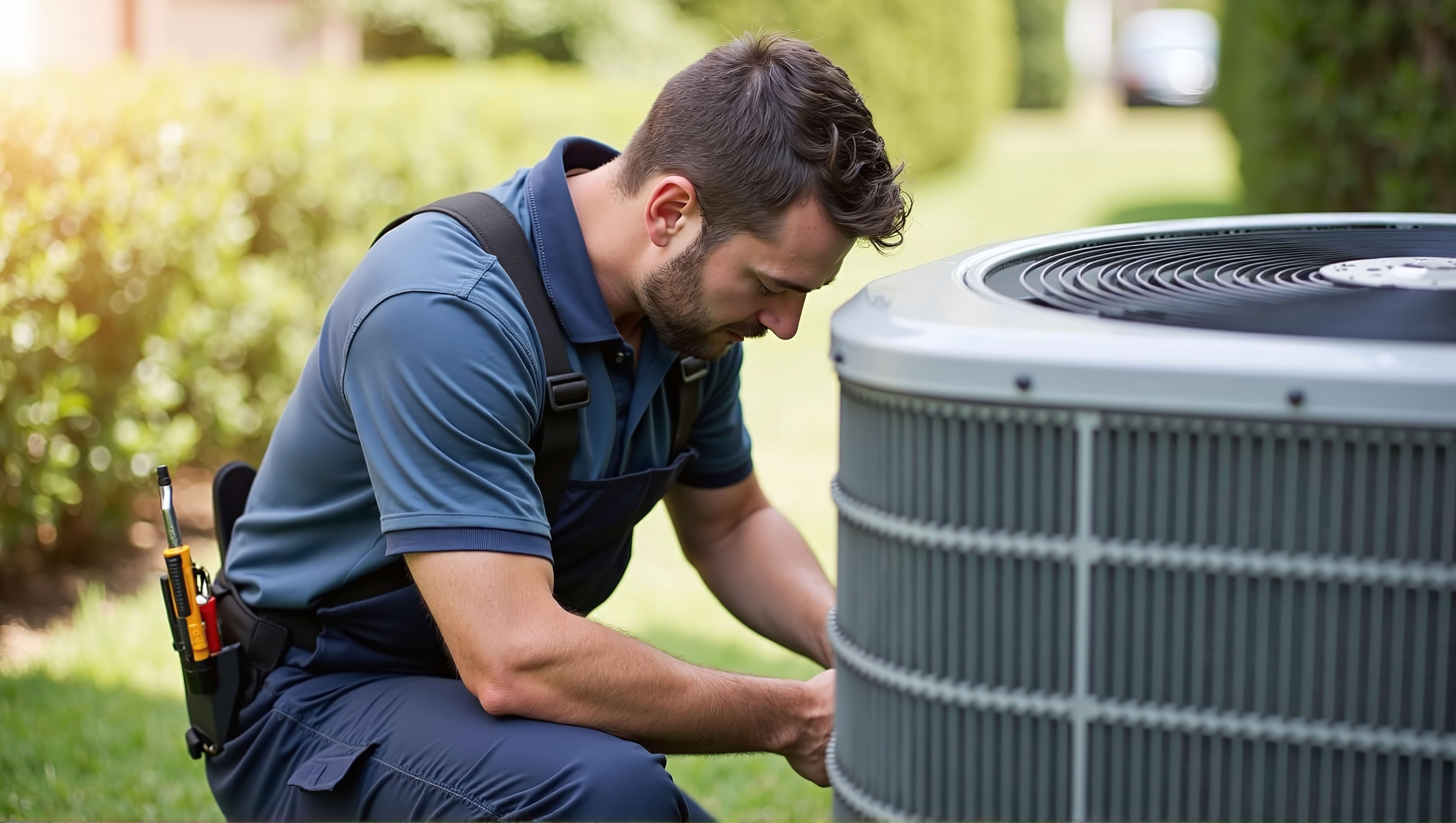 Contractor working on heating system.